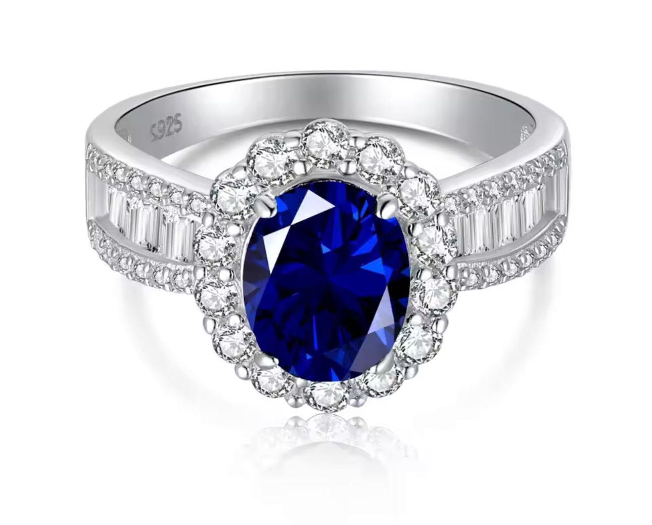 anillo moisanita autentica azul