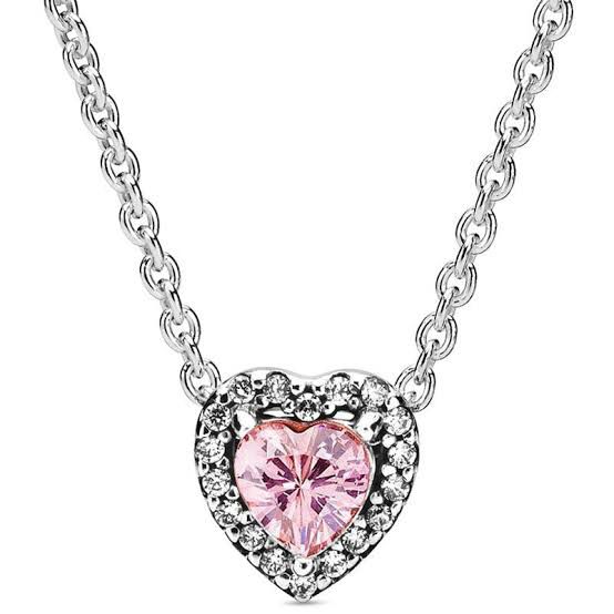collar p corazon rosa plata