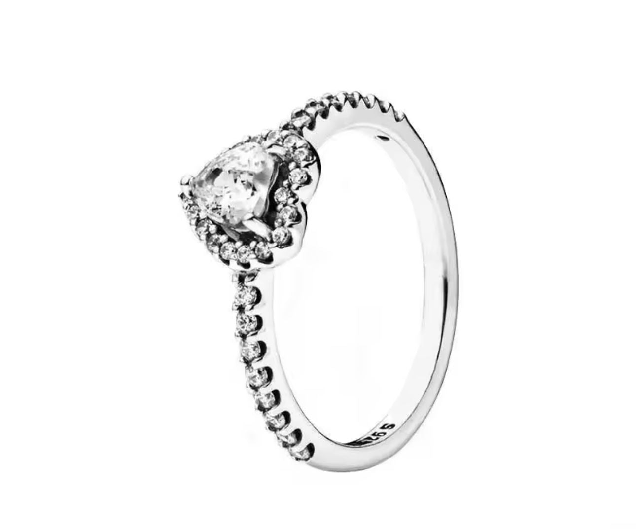 anillo p corazon plata piedra blanca