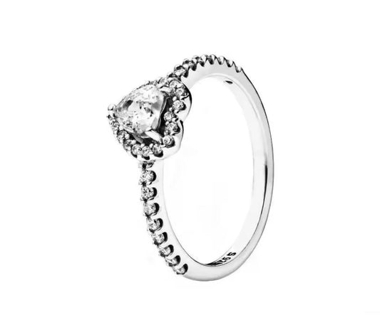 anillo p corazon plata piedra blanca