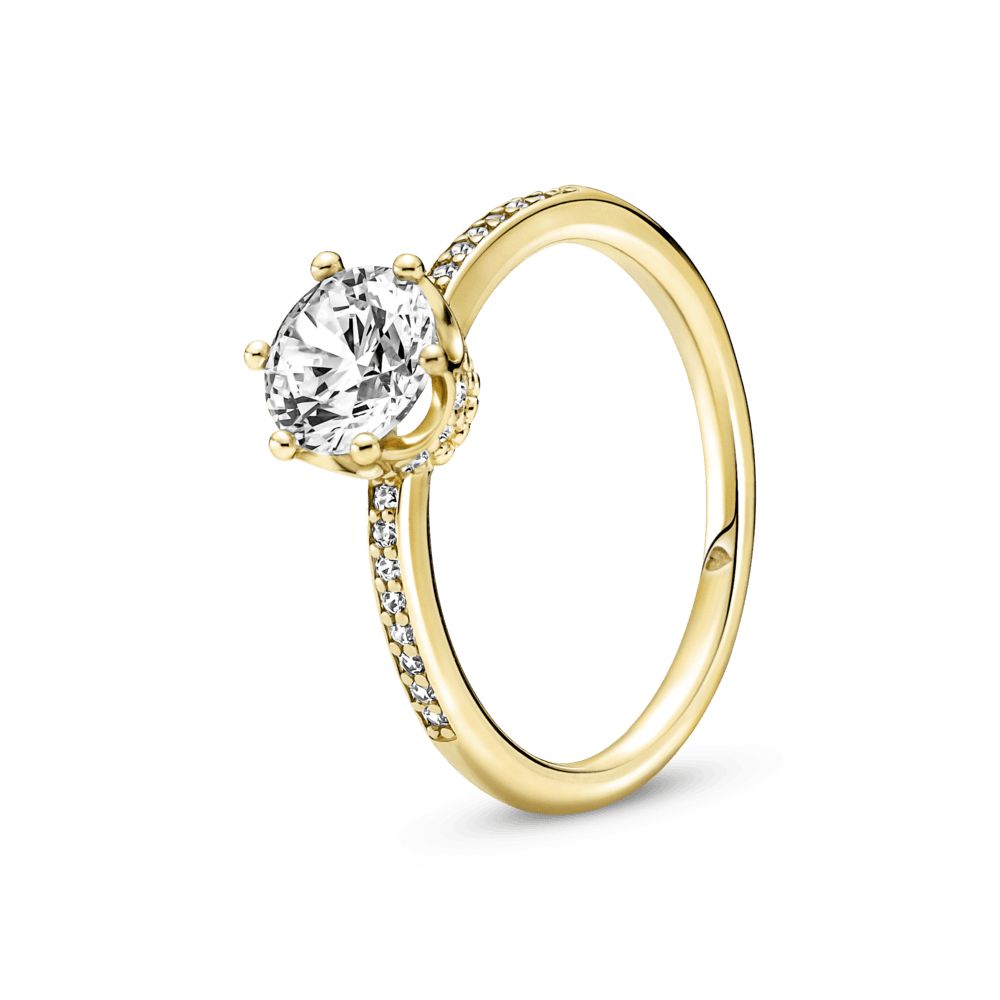 anillo p corona dorado