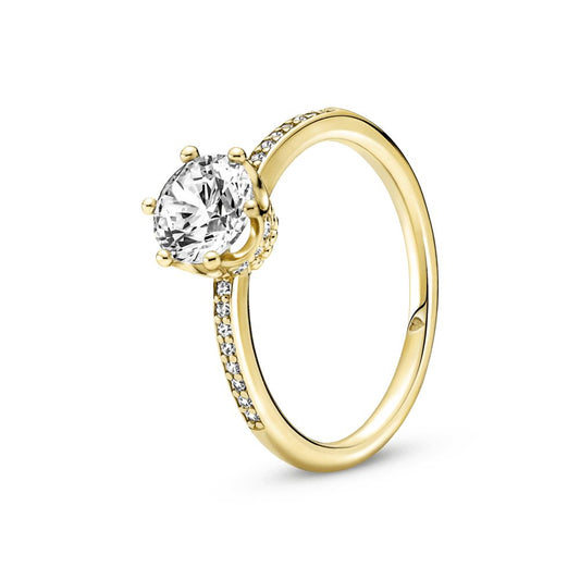 anillo p corona dorado