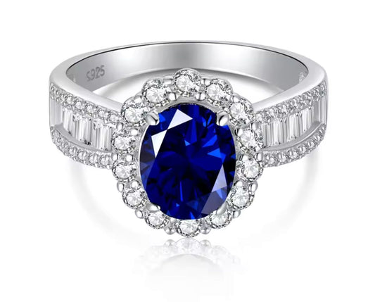 anillo moisanita autentica azul