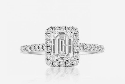 anillo moisanita autentica corte esmeralda