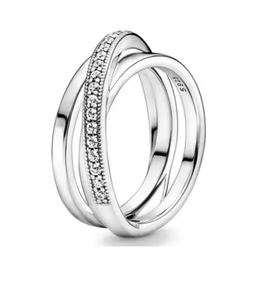 anillo p cruzado plata