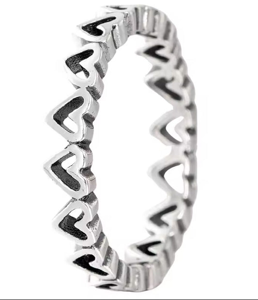 anillo p corazones plata