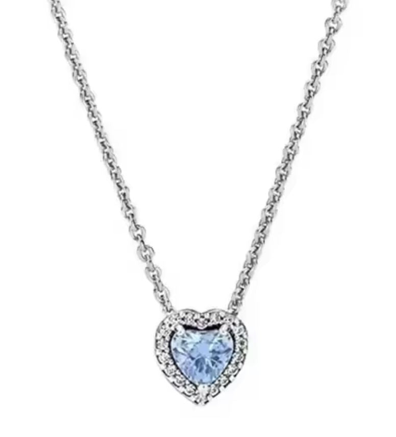 collar p corazon celeste