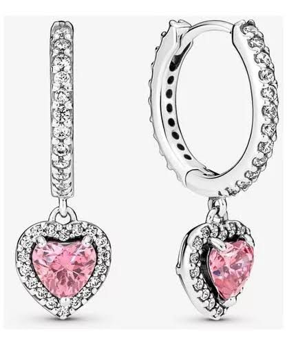 aretes p corazon rosa colgantes