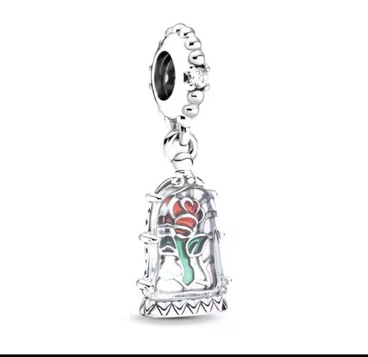 charm p rosa la bella y la bestia