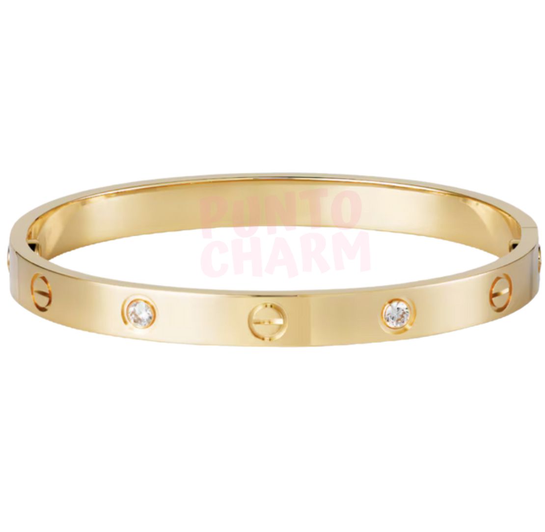brazalete c clasico diamantes dorado delgado