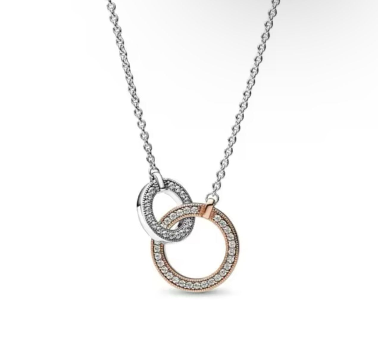 collar p doble aro rose y plata