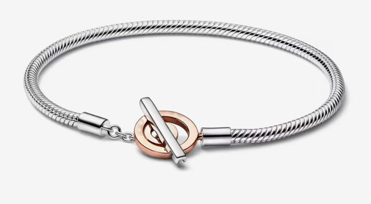 brazalete p cierre circulos plata y rose