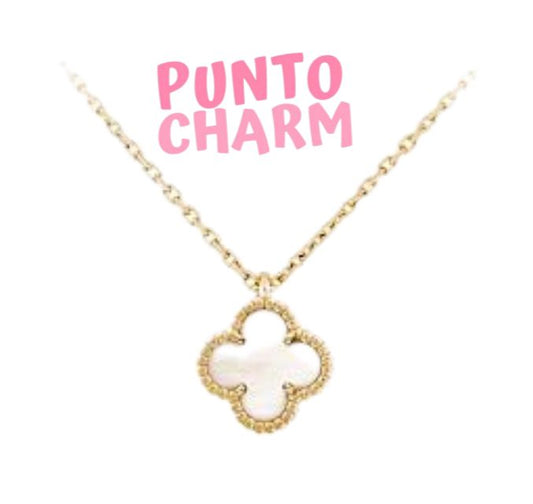 collar vc dorado y blanco