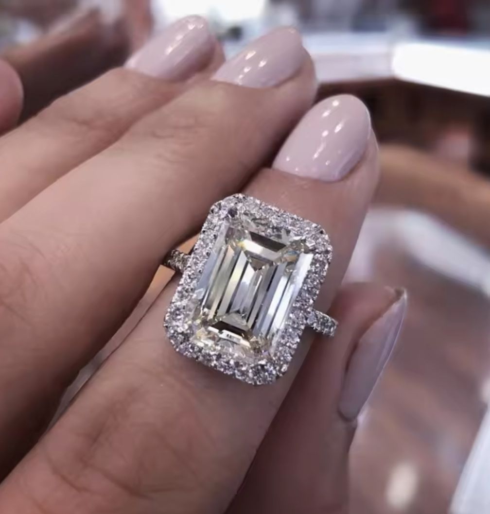 anillo moisanita autentica corte esmeralda